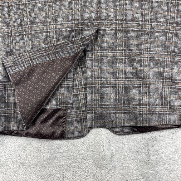 Joseph Abboud Blazer Jacket Mens 50L Brown Gray Plaid Wool Single Breasted - Picture 7 of 16